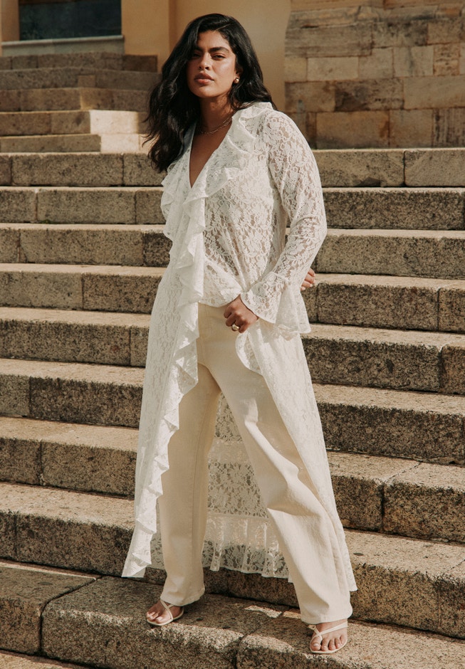 Lace Ruffule Lace Ruffle Duster | ELOQUII
