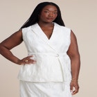 Floral Jacquard Belted Vest image number null