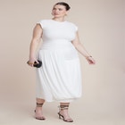 Drape Detail Fitted Mesh Dress image number null