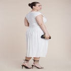 Drape Detail Fitted Mesh Dress image number null