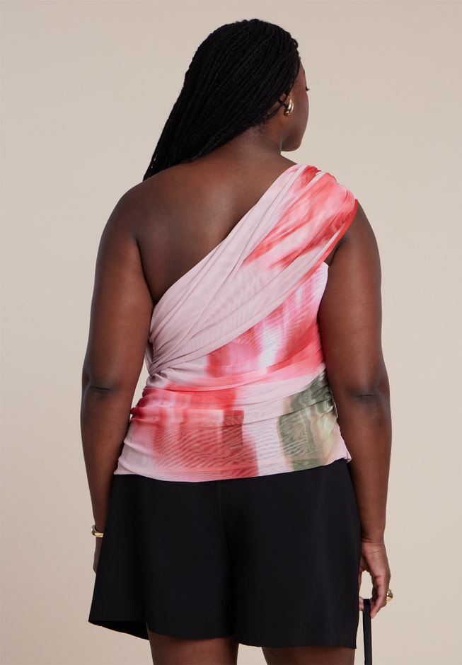 Twist Drape Sheer Mesh Top image number 1