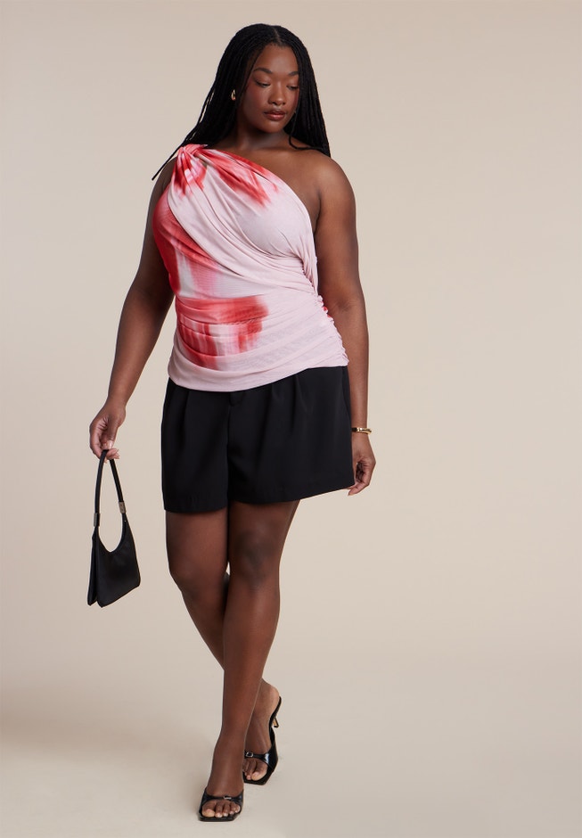 Twist Drape Sheer Mesh Top image number 3