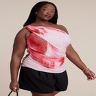 Twist Drape Sheer Mesh Top image number null