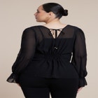 Smocked Sheer Blouse image number null