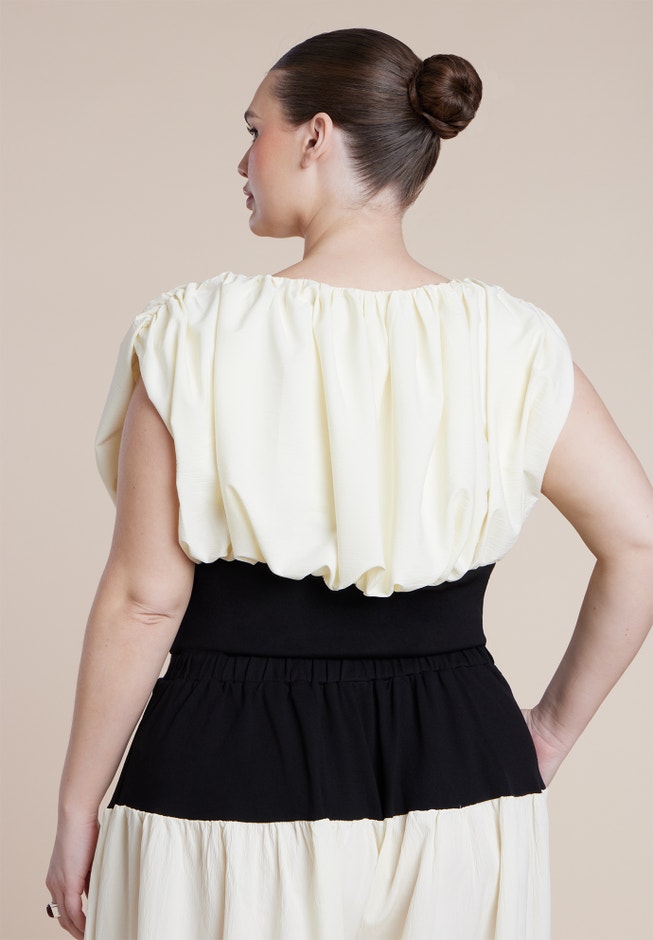 Combo Fabric Draped Top image number 2