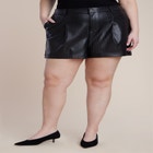 Perforated Faux Leather Short image number null