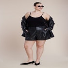 Perforated Faux Leather Short image number null