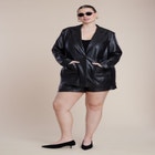 Perforated Faux Leather Blazer image number null