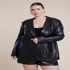 Perforated Faux Leather Blazer image number null