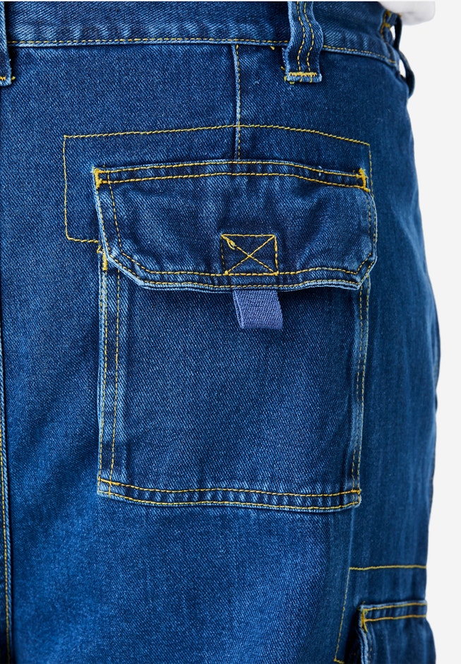 12" Side Elastic Denim Cargo Shorts image number 4