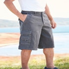 12" Side Elastic Denim Cargo Shorts image number null