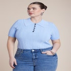 Veriegated Rib Collared Sweater image number null