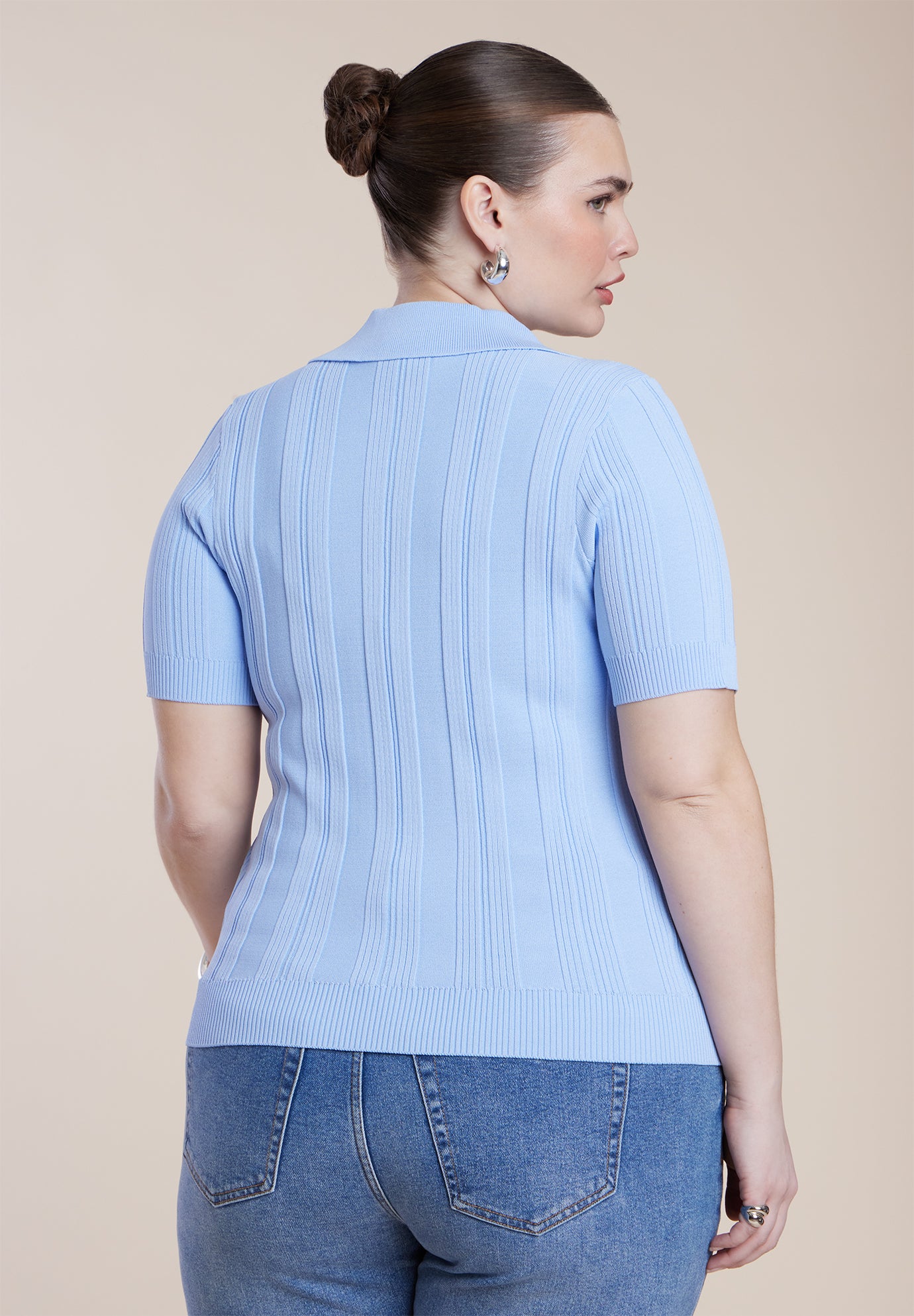 Veriegated Rib Collared Sweater image number 2