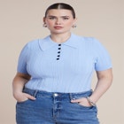 Veriegated Rib Collared Sweater image number null