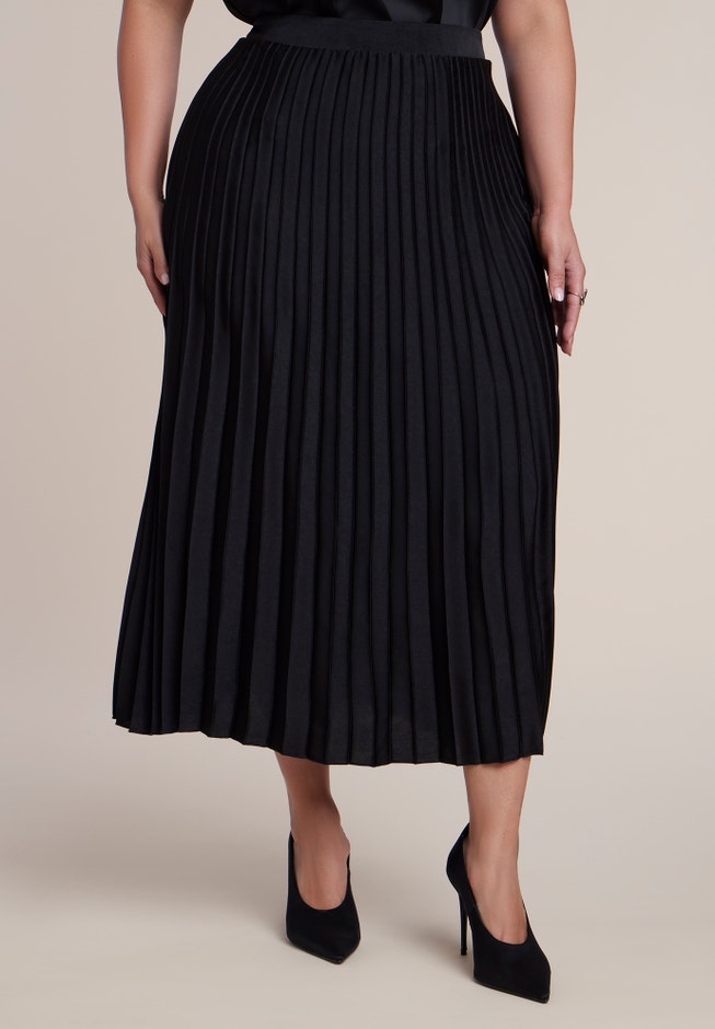 Pleated Satin Midi Skirt image number 1