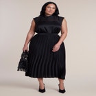 Pleated Satin Midi Skirt image number 3