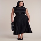 Pleated Satin Midi Skirt image number 0