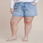 Drawstring Relaxed Denim Short image number null
