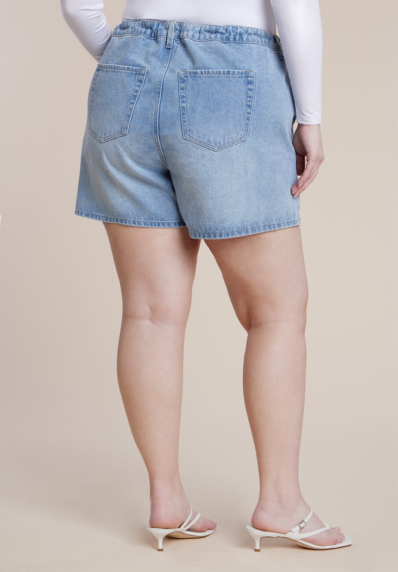 Drawstring Relaxed Denim Short image number 2