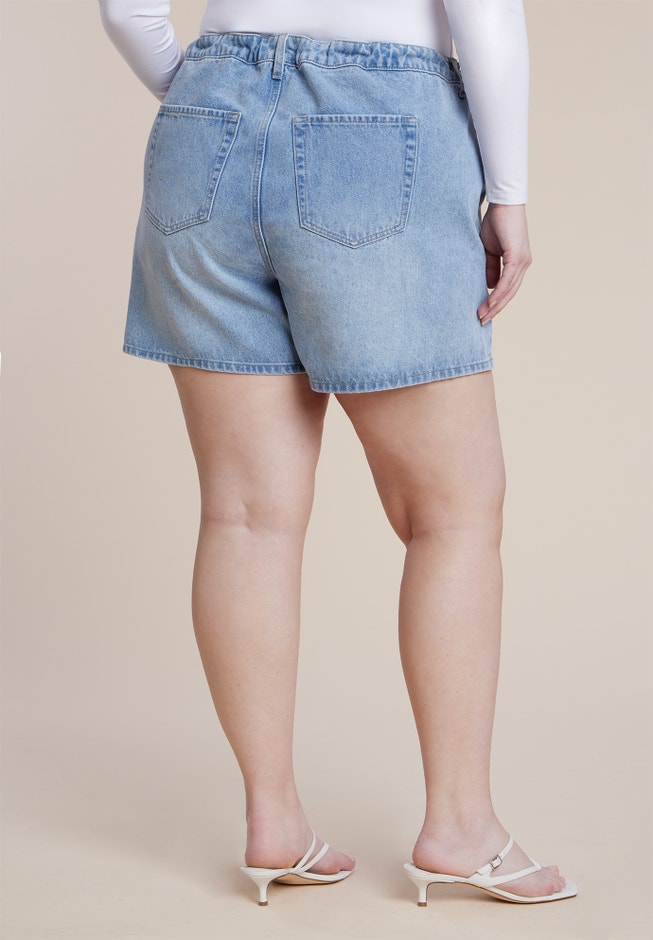Drawstring Relaxed Denim Short image number 2