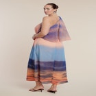 Printed Cape Maxi Dress image number null