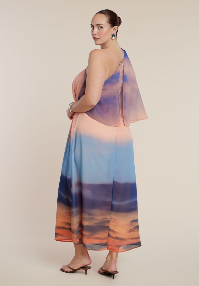Printed Cape Maxi Dress image number 5