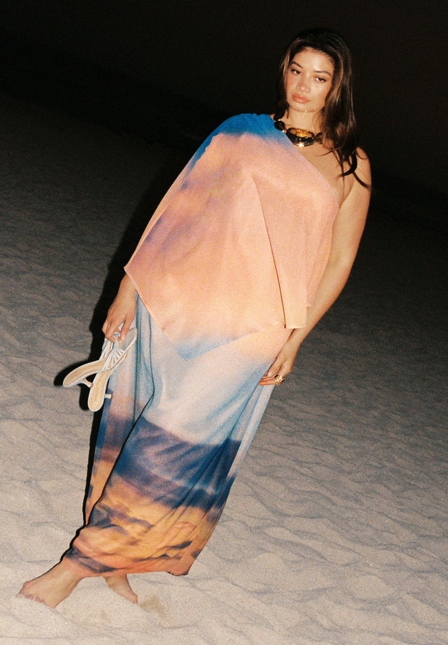 ELOQUII Women's Printed Cape Maxi Dress - After Dusk ELOQUII Women's Printed Cape Maxi Dress - After Dusk
