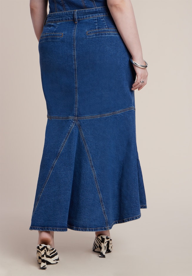 Denim Trumpet Maxi Skirt image number 2