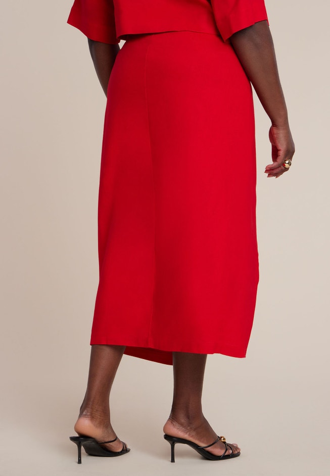 Linen Blend Wrap Skirt image number 2