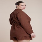 Drawstring Waist Linen Blazer image number null