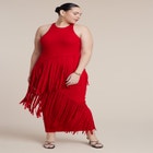 Ribbed Fringe Maxi Dress image number null