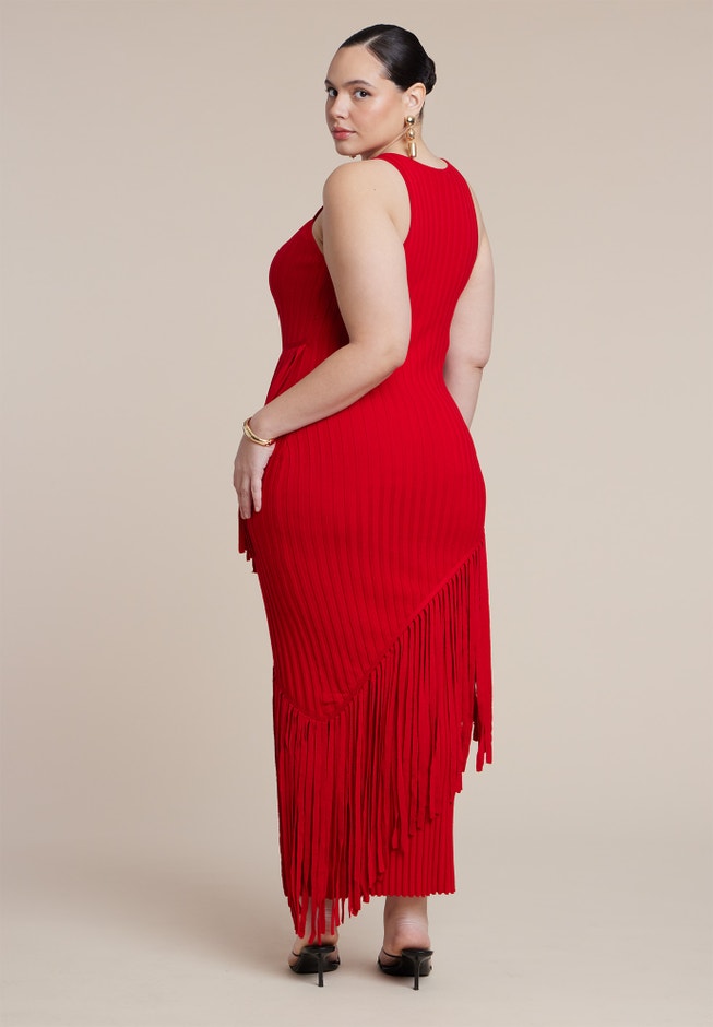 Ribbed Fringe Maxi Dress image number 4