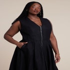 Zipper Detail Linen Maxi Dress image number null