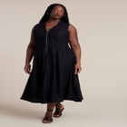 Zipper Detail Linen Maxi Dress image number null