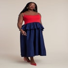 Peplum Detail Colorblocked Dress image number null