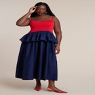 Peplum Detail Colorblocked Dress image number null