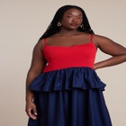 Peplum Detail Colorblocked Dress image number null