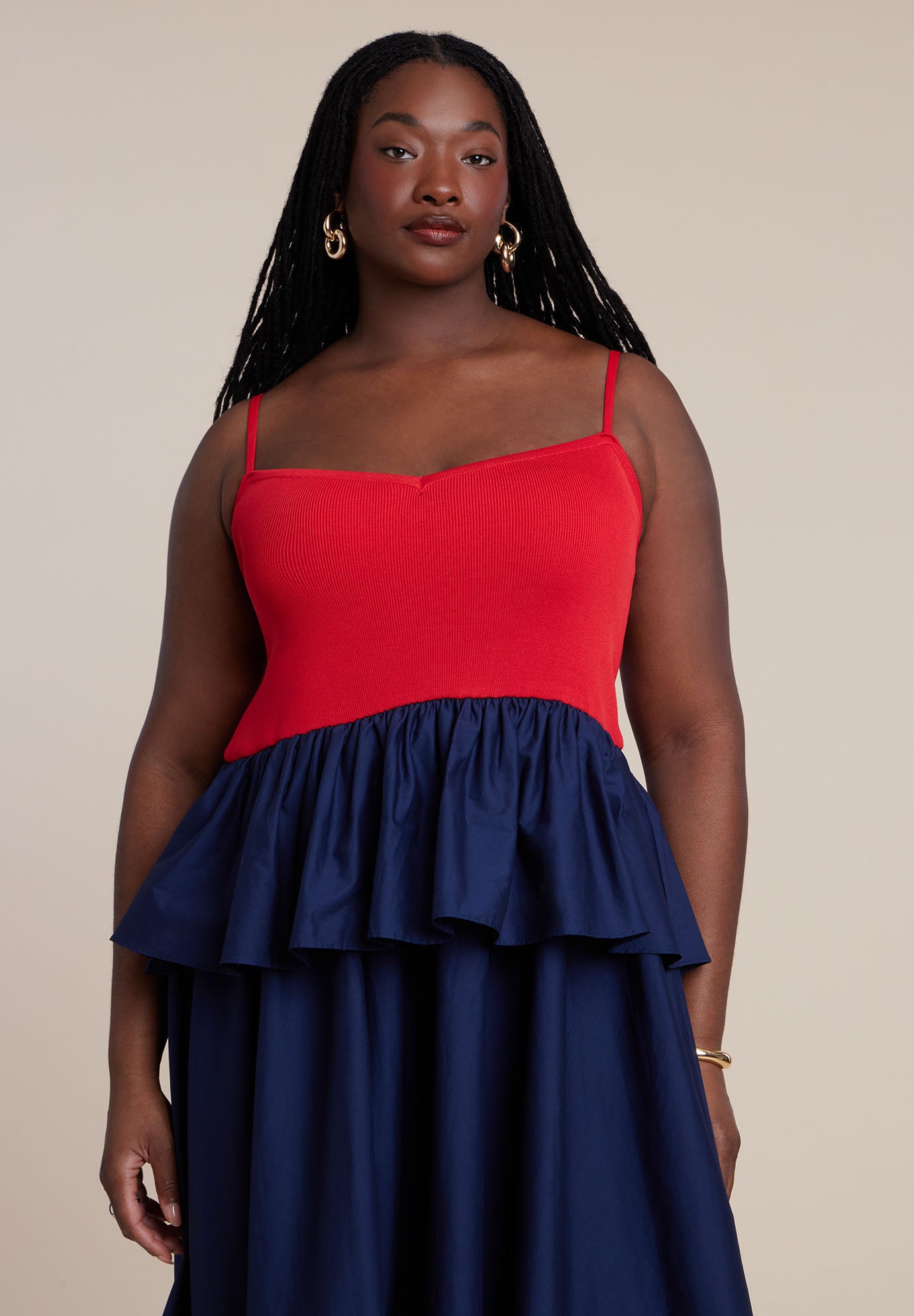 Peplum Detail Colorblocked Dress image number 4