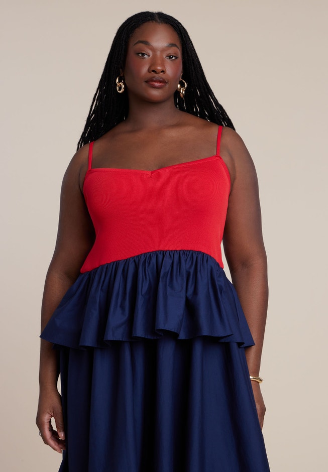 Peplum Detail Colorblocked Dress image number 4