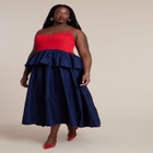 Peplum Detail Colorblocked Dress image number null