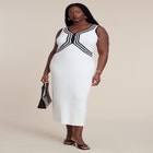 Contrast Tubing Sweater Dress image number null