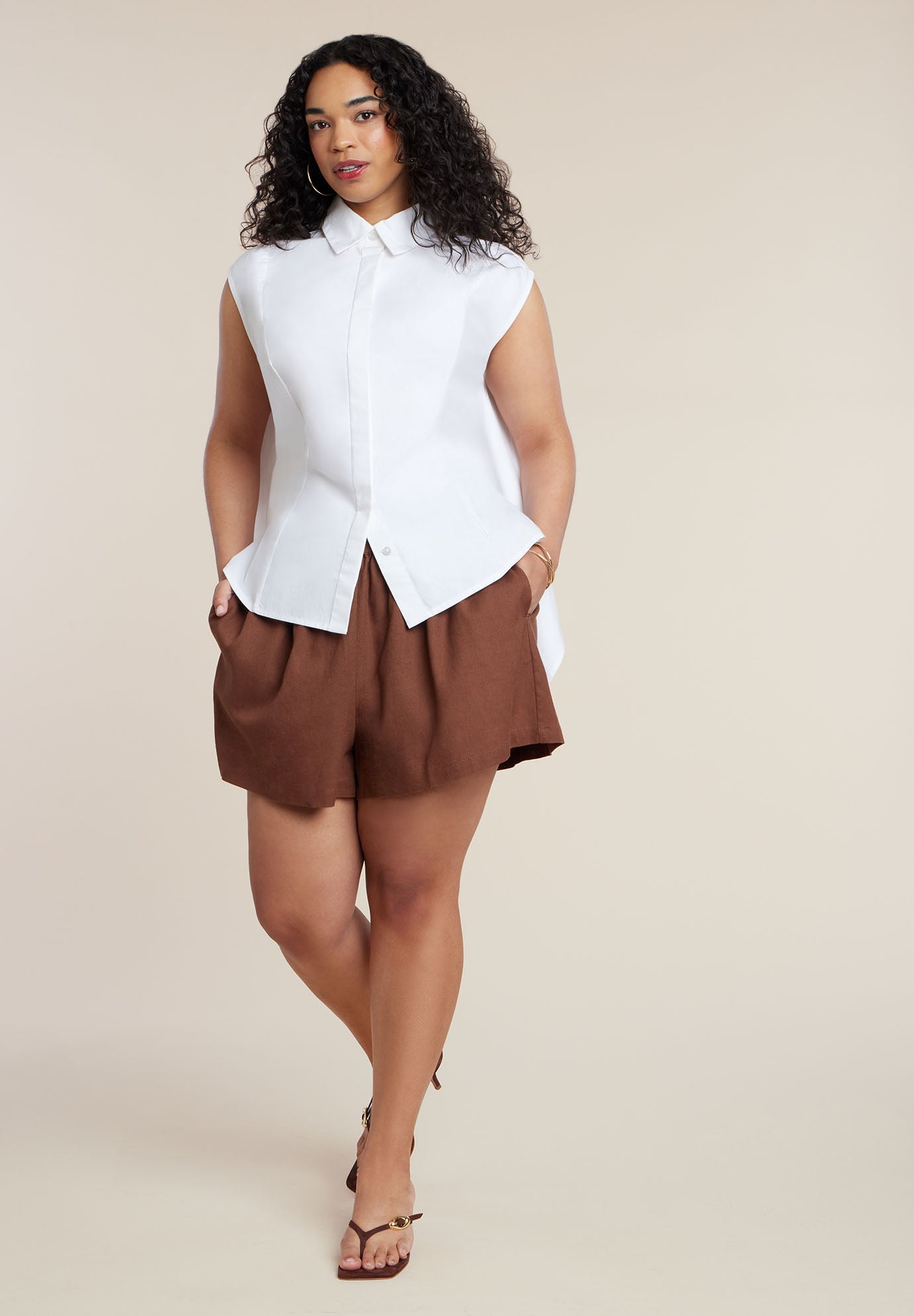 Button Up Shirt With Open Back image number 2