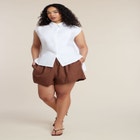 Button Up Shirt With Open Back image number null