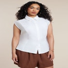 Button Up Shirt With Open Back image number null