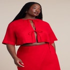 Relaxed Tie Front Linen Top image number null