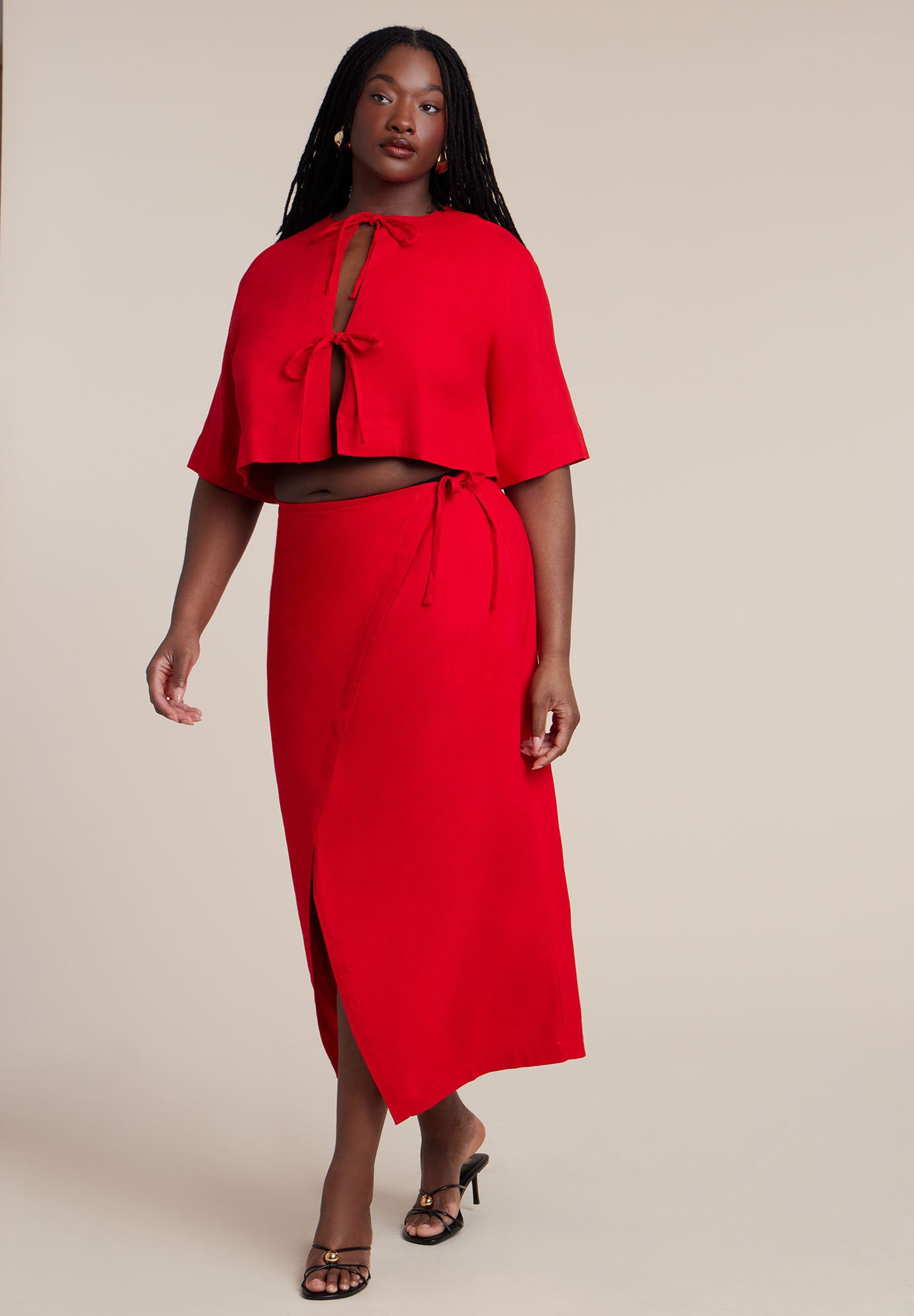 Relaxed Tie Front Linen Top image number 3