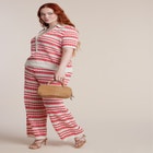 Pointelle Stripe Boxy Sweater Top image number null