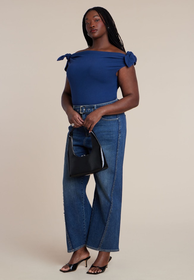 Off Shoulder Top With Ties image number 4