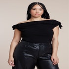 Off Shoulder Top With Ties image number null