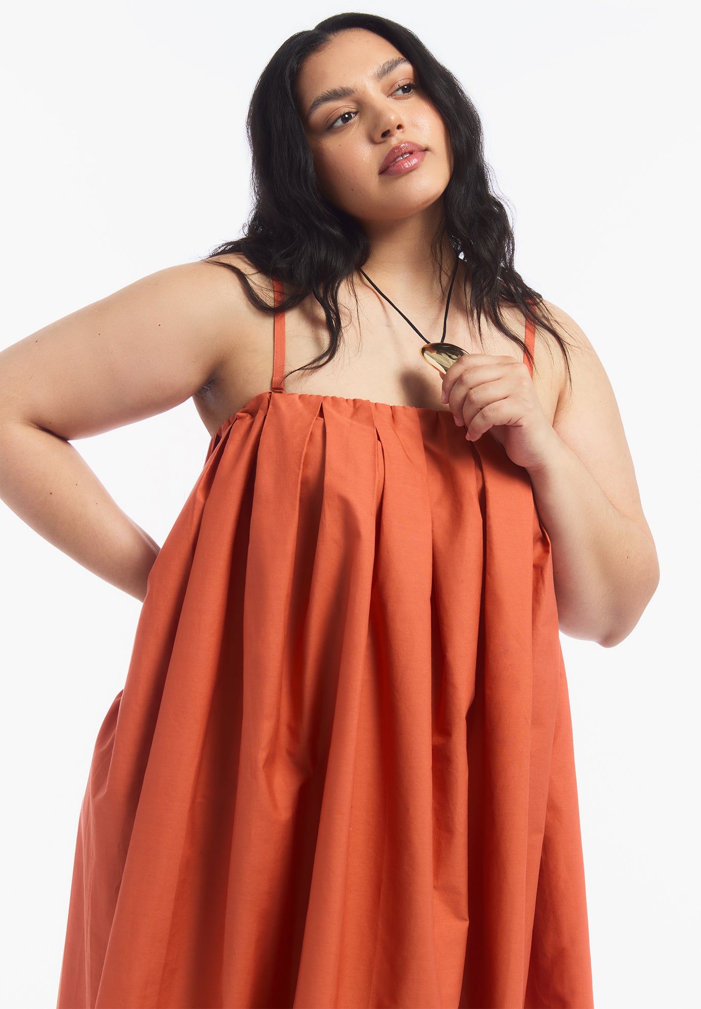 Pleated Poplin Maxi Dress image number 4